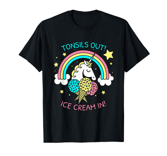 Tonsils out Ice Cream in Unicorn Get Well recovery design T-Shirt