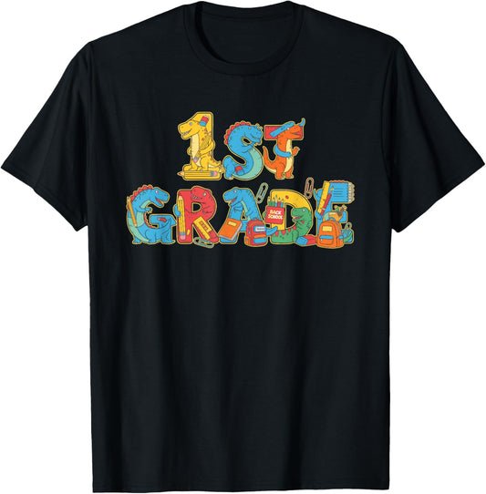 Funny T Rex First Grade Back to School Kids Boys Girls T-Shirt