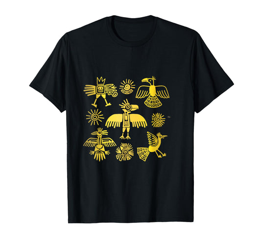 Ancient Ethnic Aztec Birds Symbol People Civilization Gift T-Shirt