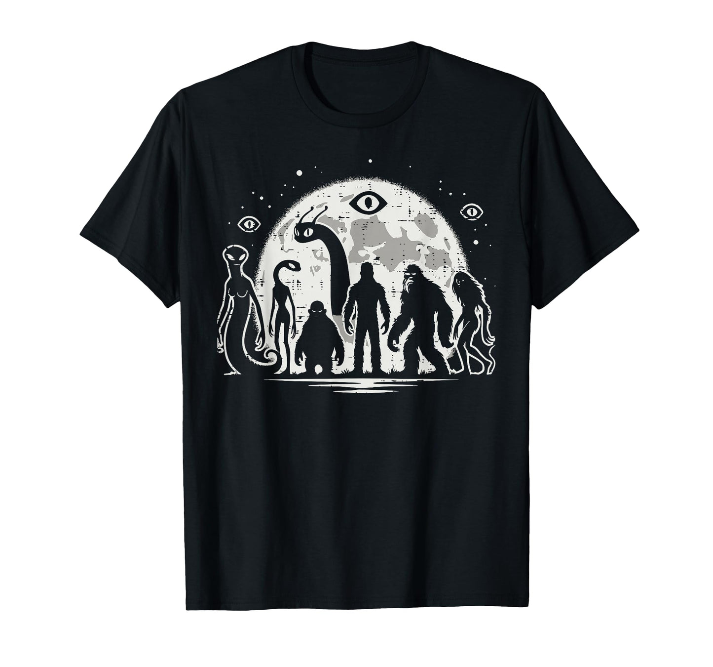 Cryptids Bigfoot Loch Ness Alien Sasquatch Mothman Men Women T-Shirt