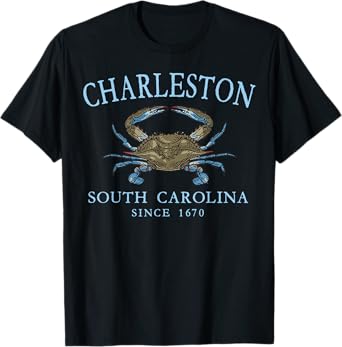 Charleston South Carolina Blue Crab Since 1670 Pale Blue T-Shirt
