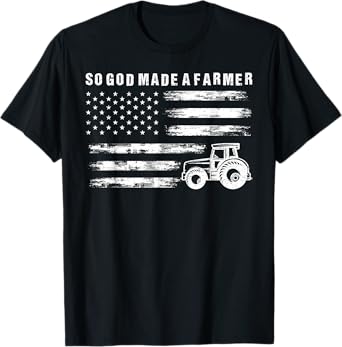 So God Made A Farmer Retro American Flag Tractor Women Men T-Shirt