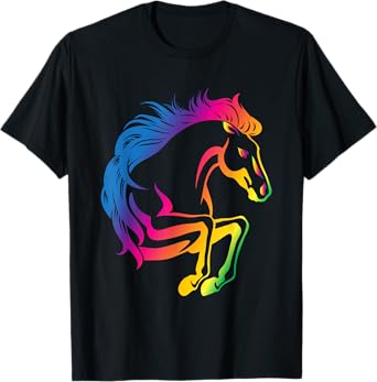 Beautiful Horse Colorful Rainbow Colored Horse Tshirt T-Shirt