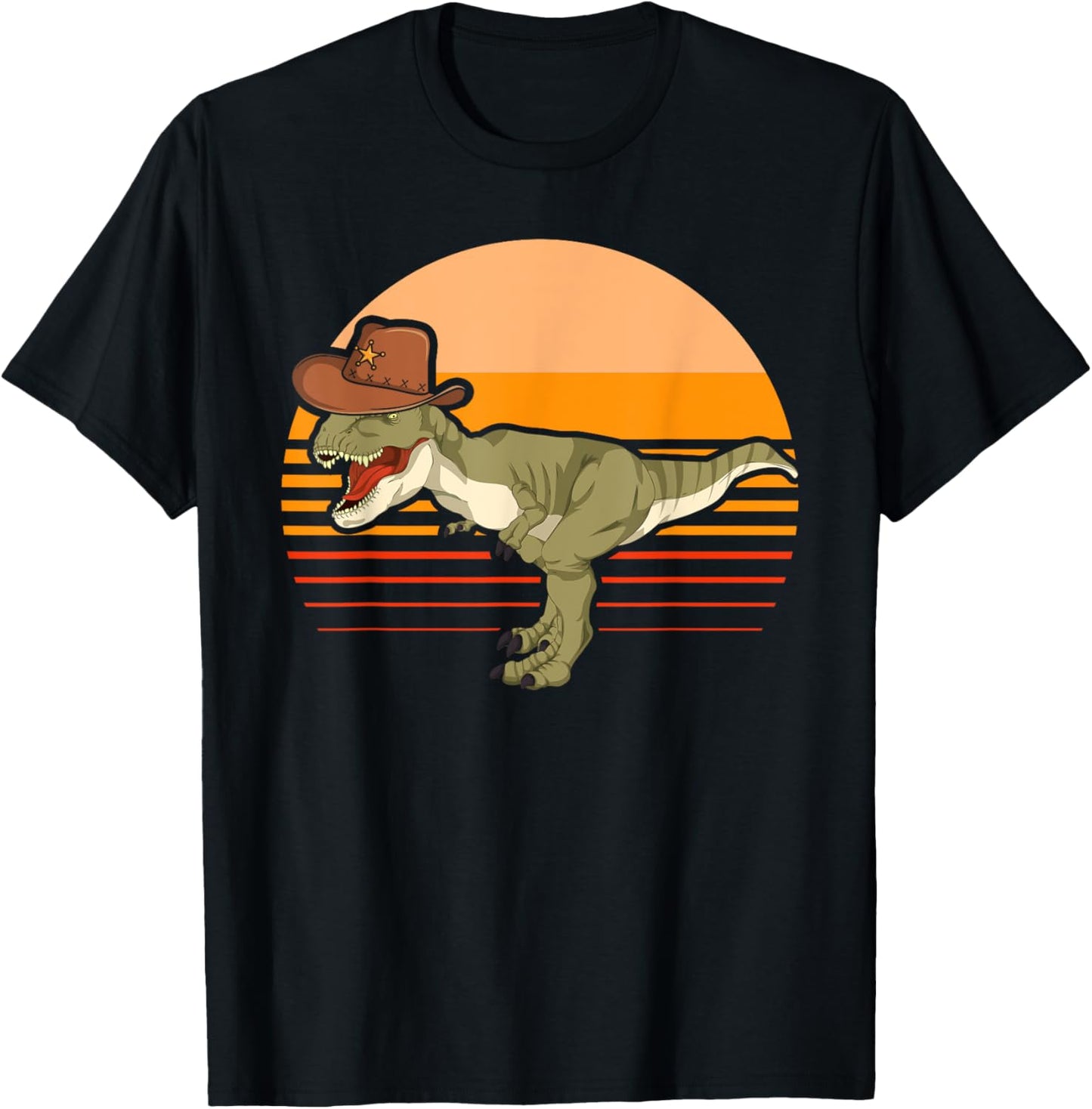 Retro Roar Dino Hat Roaring T-Rex Cowboy Dinosaur T-Shirt