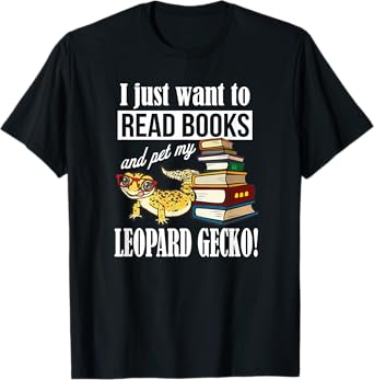 Reading Reptile Read Books Pet Leopard Gecko Lover T-Shirt