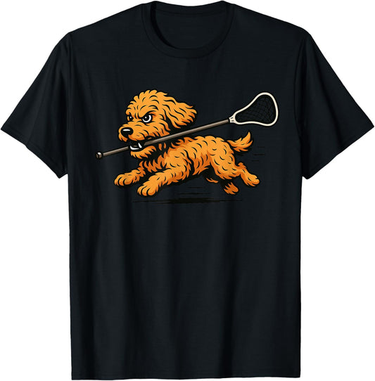 Goldendoodle Playing Lacrosse Lax Player Dog Lover T-Shirt