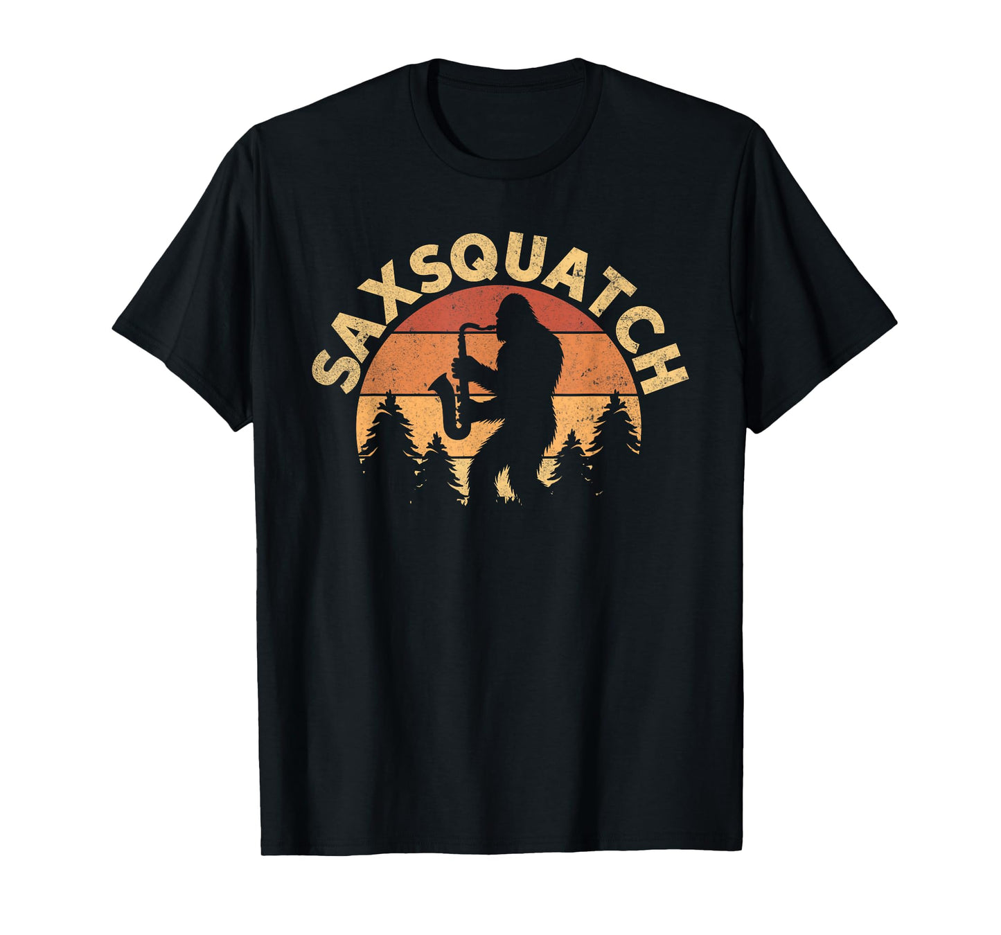 Funny Saxophone Lovers Saxsquatch Saxophonist Bigfoot Unisex Adults Humor Lover T-Shirt Black Small