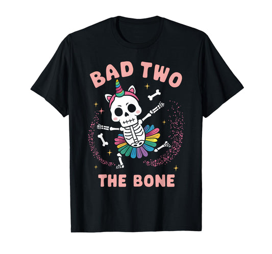 Bad Two The Bone Halloween Birthday 2nd Birthday Girl T-Shirt