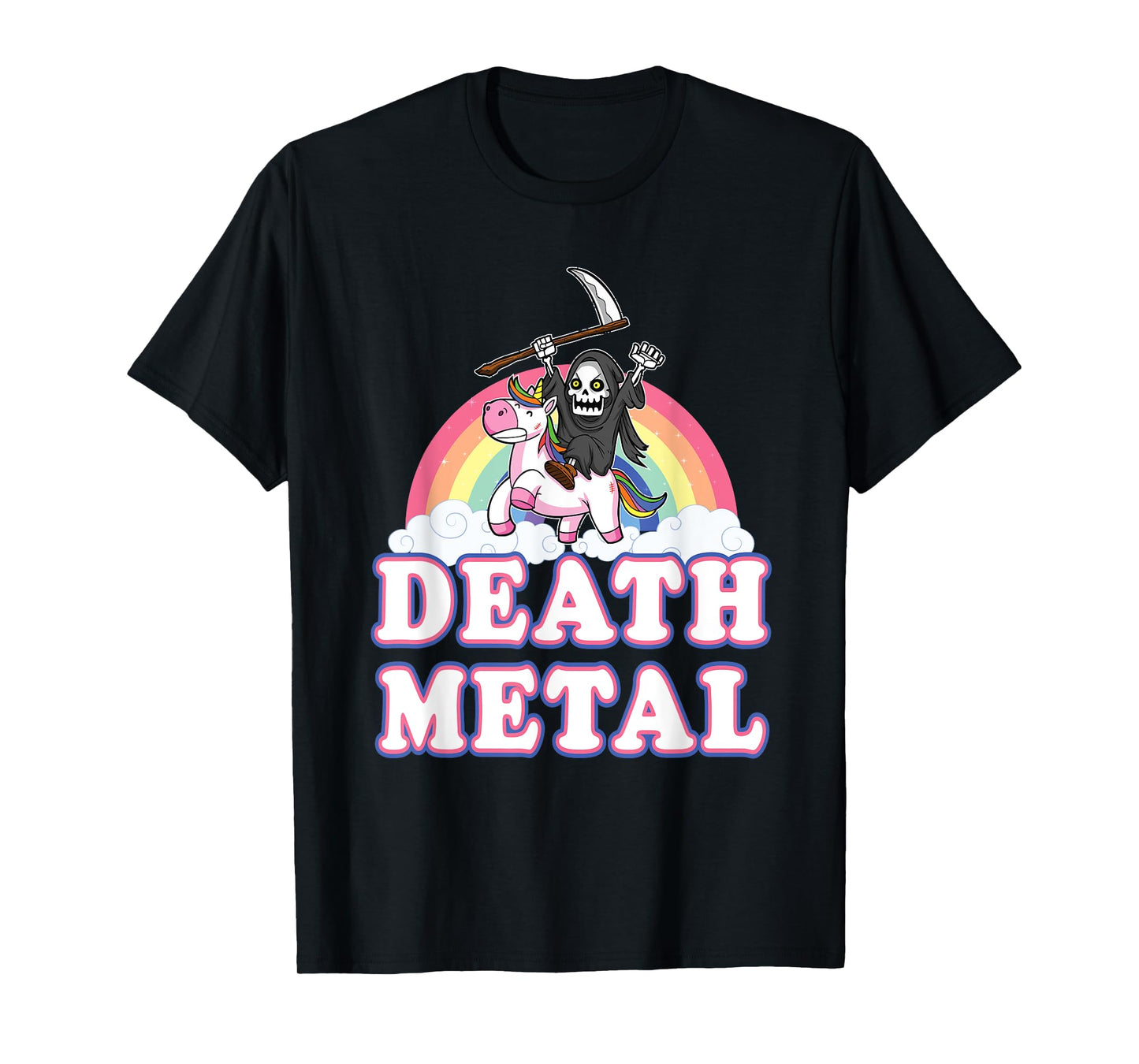 Death Metal T-Shirt Funny Rainbow Grim Reaper Unicorn Shirt T-Shirt