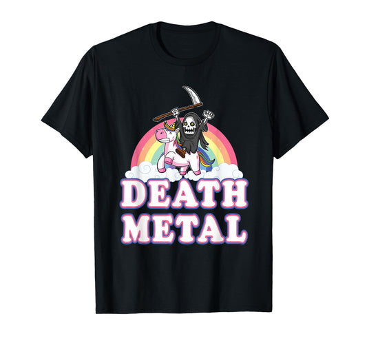 Death Metal T-Shirt Funny Rainbow Grim Reaper Unicorn Shirt T-Shirt