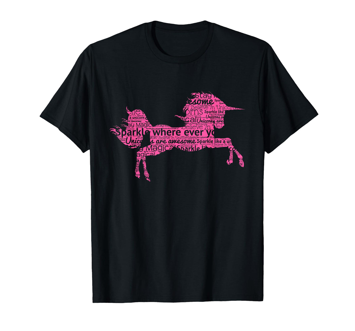 Pink Unicorn Cute Shirt Word Art Girls Magical Gift Tee