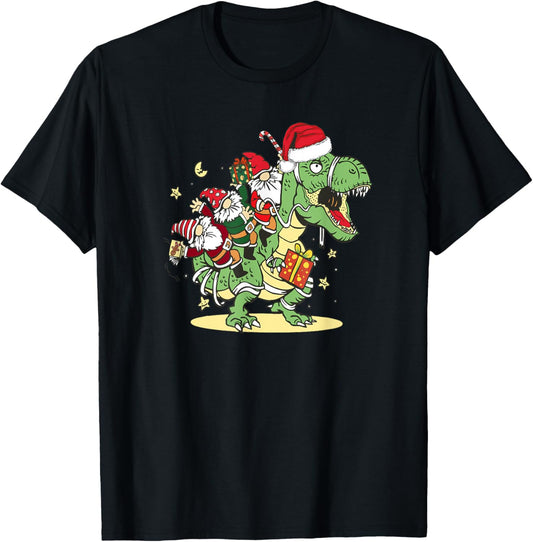 Christmas, Dino, Ugly Xmas, Trex Dinosaur, Gnome T-Shirt