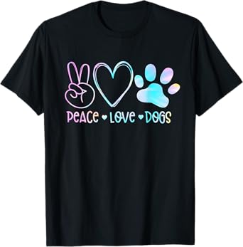 Peace Love Rescue Dog Lover Parent Adopted Tie Dye Pet Owner T-Shirt for Men Women Kids