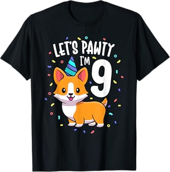 9 Years Old Corgi Dog Lover 9th Birthday Party Outfit Kid T-Shirt