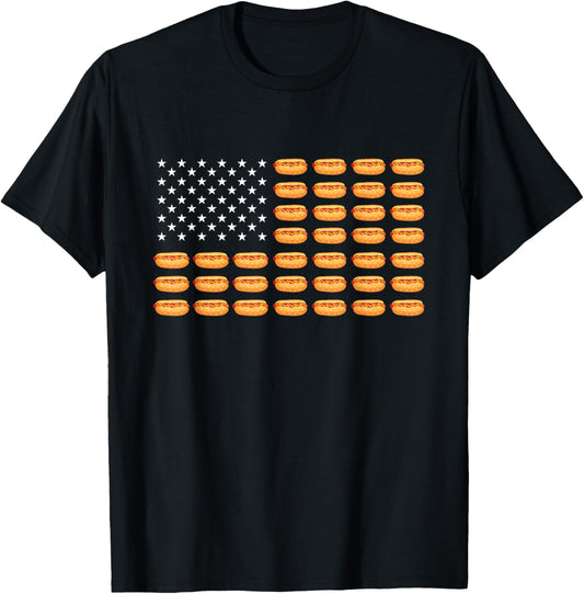 Hot Dog American Flag - Hot Dog Lover Fast Food Wiener T-Shirt