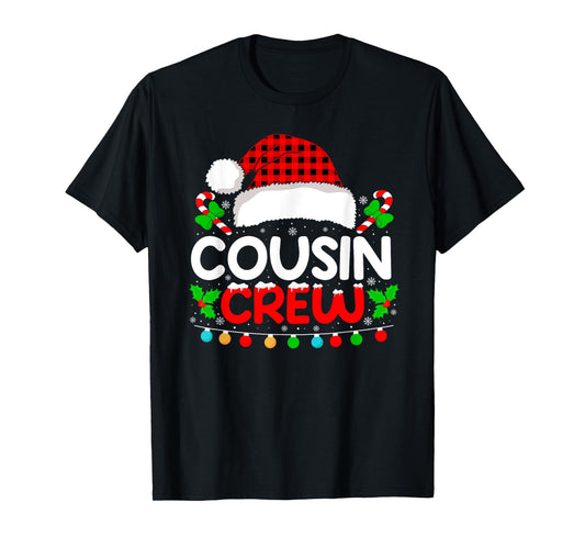 Cousin Crew Buffalo Plaid Xmas Pajamas Christmas Lights T-Shirt