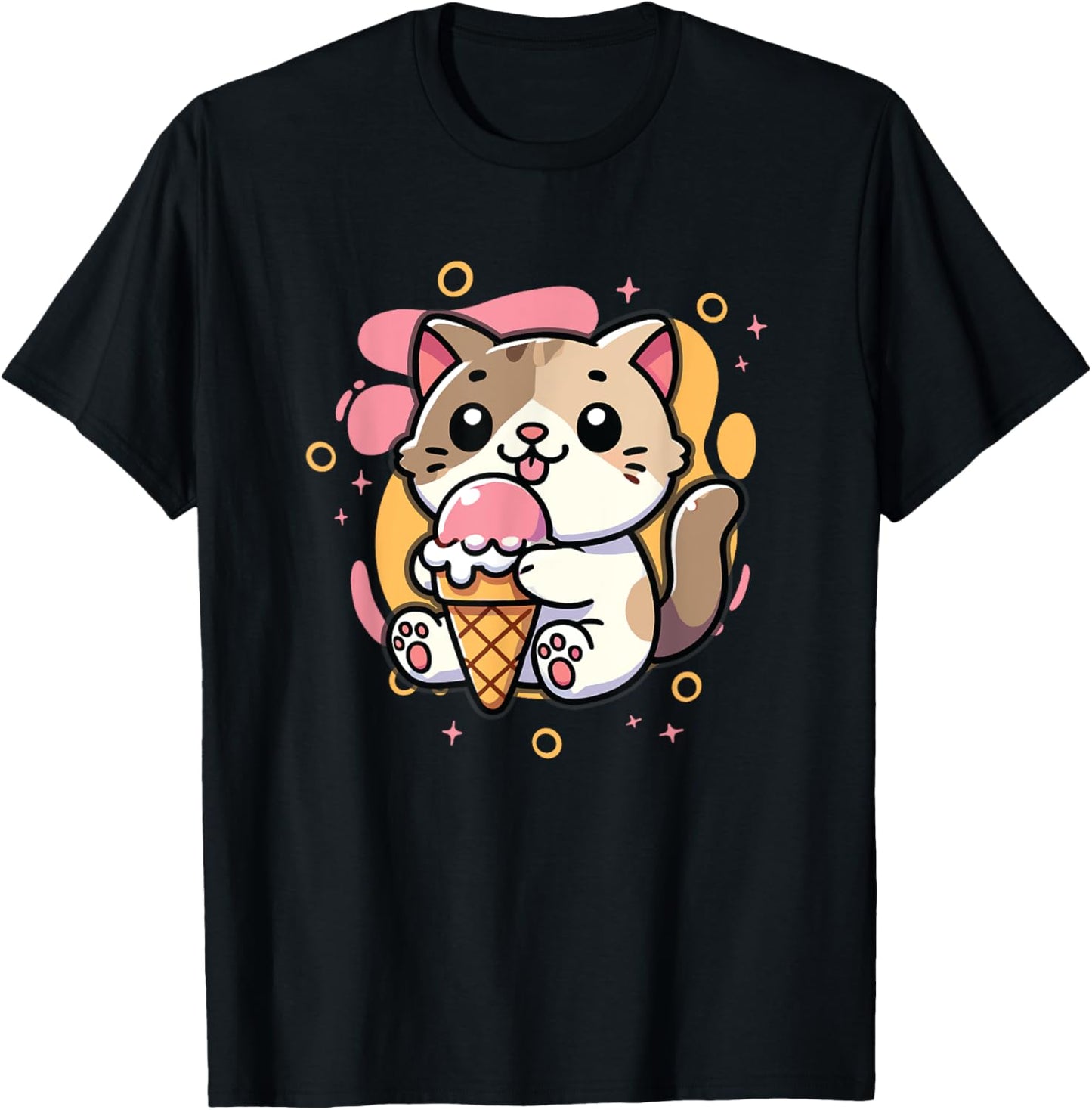 Ice Cream Lover Cute Cat Eating Ice Cream T-Shirt