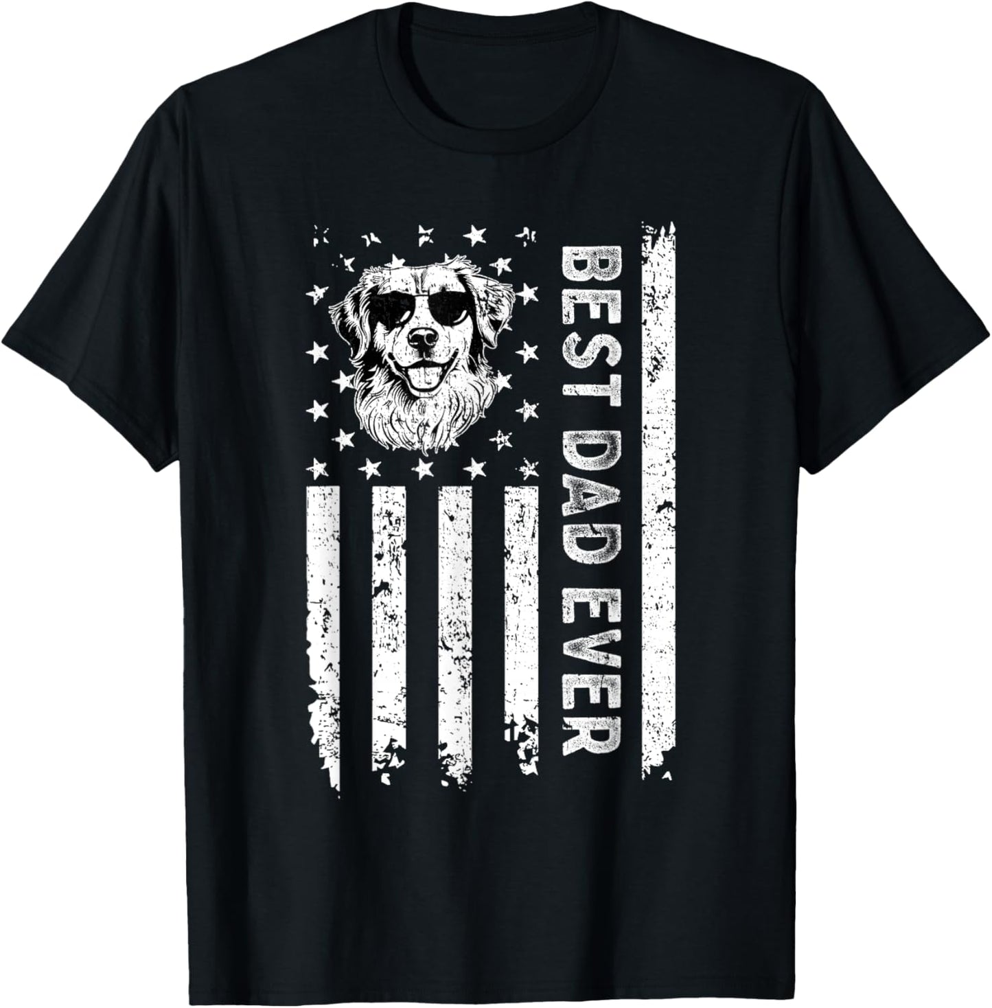 Best Golden Retriever Dog Dad Ever Fathers Day USA Flag T-Shirt