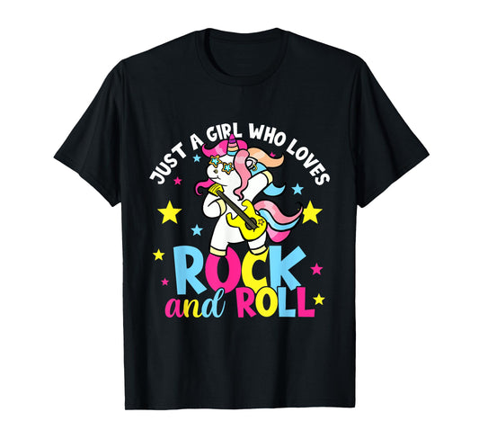 Just A Girl Who Loves Rock And Roll Funny Unicorn Lover T-Shirt