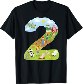 Farm Animals second birthday Party theme number two T-shirt T-Shirt