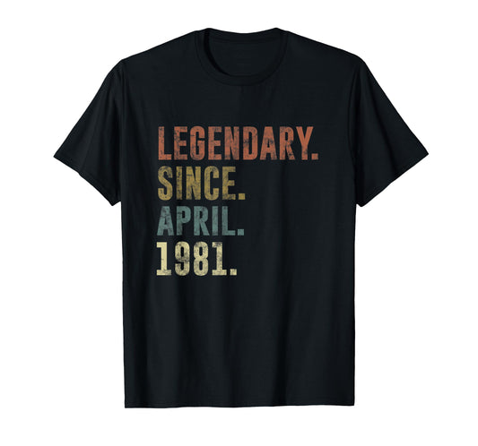42nd Retro Birthday Vintage Legendary Since April 1981 T-Shirt