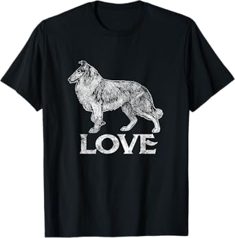I Love Rough Collie T Shirt Cute Dog Tee Art Gift T-Shirt