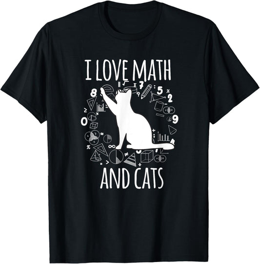 Math Nerd Math Teacher Cat Lover I Love Math And Cats T-Shirt
