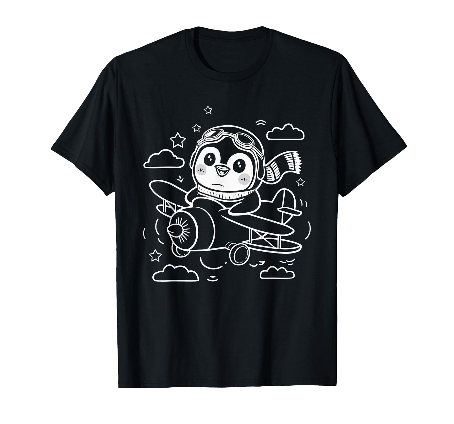 Cute Penguin Pilot In Airplane Aviation Plane Flying Penguin T-Shirt