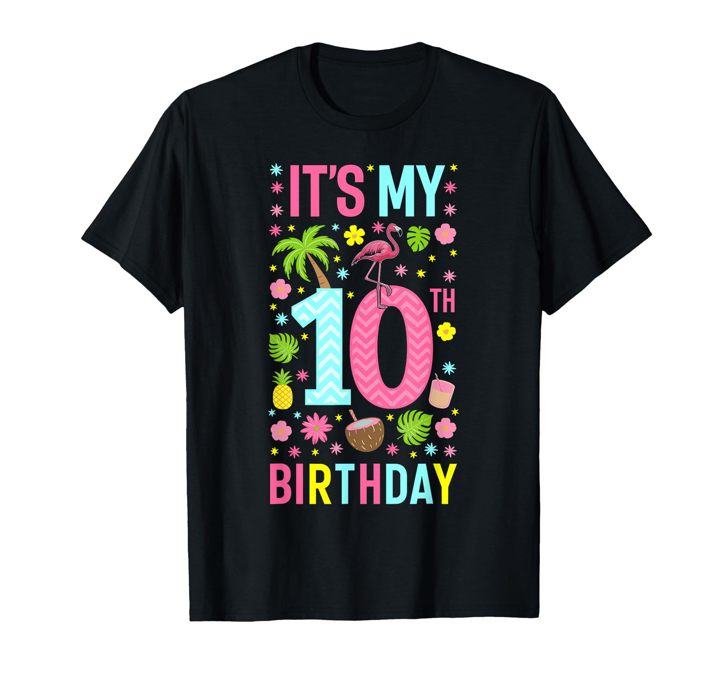 It's My 10th Birthday Flamingo Tee Hawaii 10 Yrs Old Girl T-Shirt