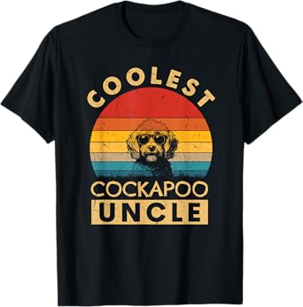 Vintage Coolest Cockapoo Uncle Funny Gifts Dog Lover Owner T-Shirt for Men Women Kids