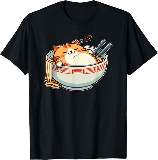 Funny Anime Kawaii Neko Ramen Cat Cute Japanese Noodles- T-Shirt