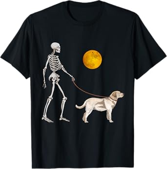Labrador Retriever Skeleton Dog Walking Halloween Costume T-Shirt