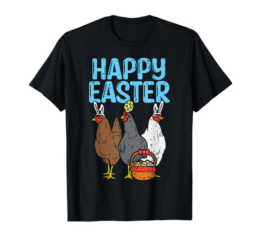 Happy Easter Chicken Bunnies Egg Poultry Farm Animal Farmer T-Shirt
