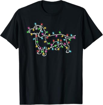 Dachshund Dogs Tree Christmas Sweater Xmas Gifts For Pet Dog T-Shirt for Men Women Kids