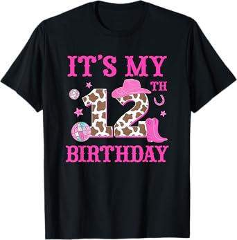 It's My 12th Birthday Rodeo Western Cowgirl 12 Year Old Girl T-Shirt