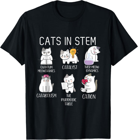 Funny Science Meme Cats In Stem Scientist Nerd Cat Lover T-Shirt