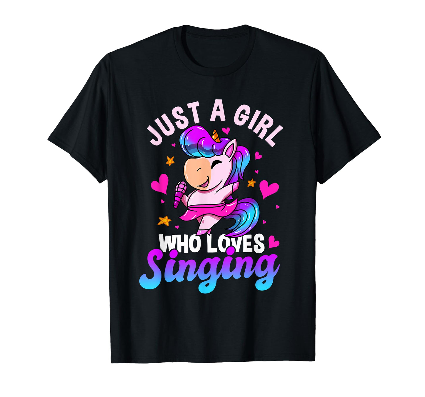 Just A Girl Who Loves Singing Funny Karaoke Singer Unicorn T-Shirt
