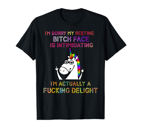 Unicorn I'm Sorry My Resting Face Is Intimidating Tie Dye T-Shirt