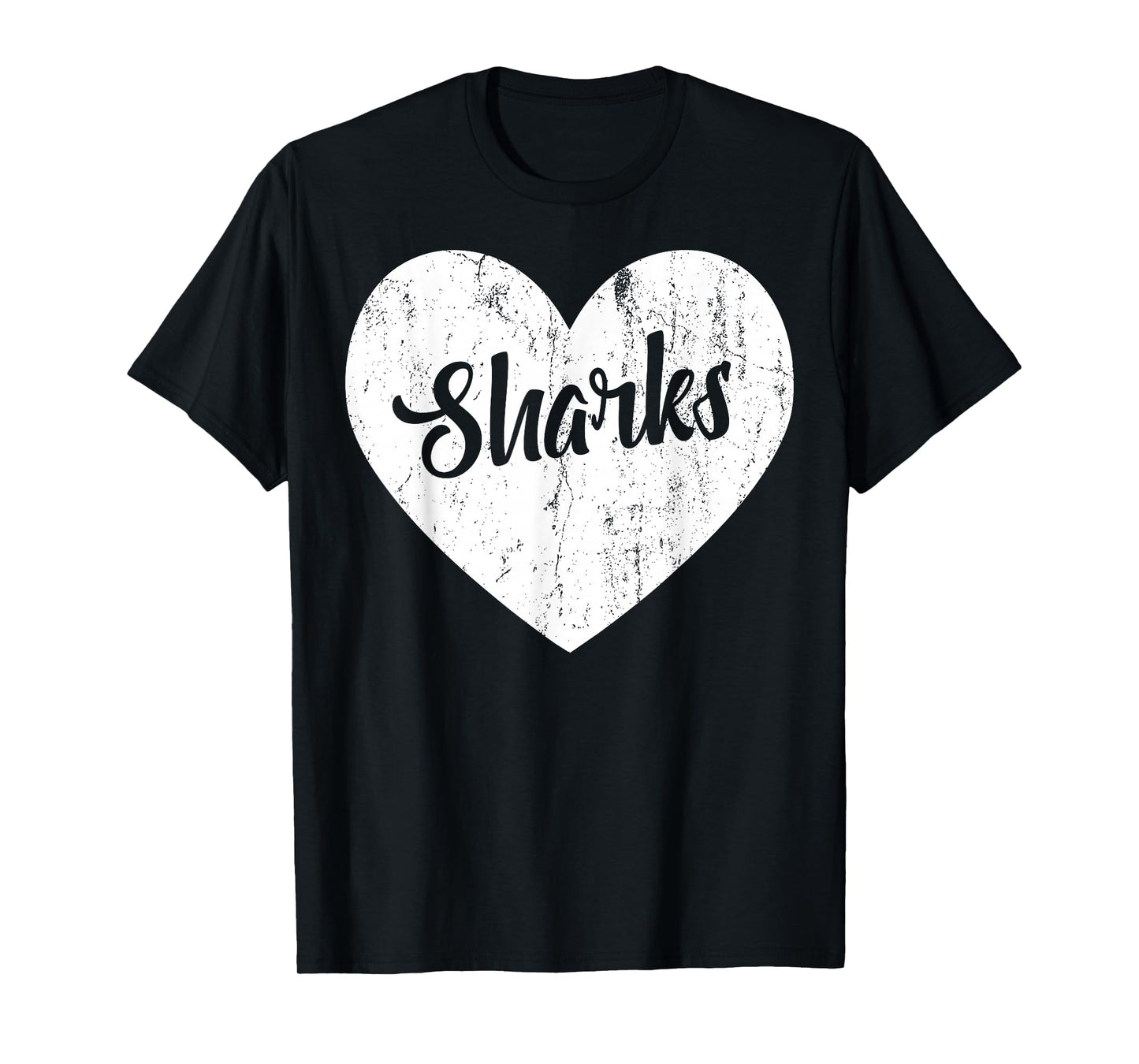 Sharks School Sports Fan Team Spirit Mascot Heart Gift T-Shirt