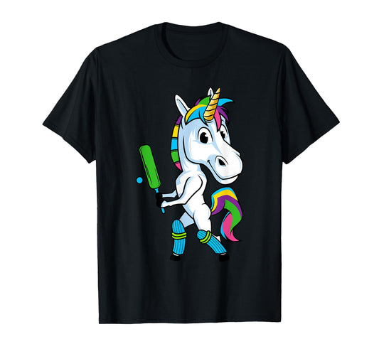 Funny Unicorn Sports Cricket Magical Bat And Ball Game T-Shirt