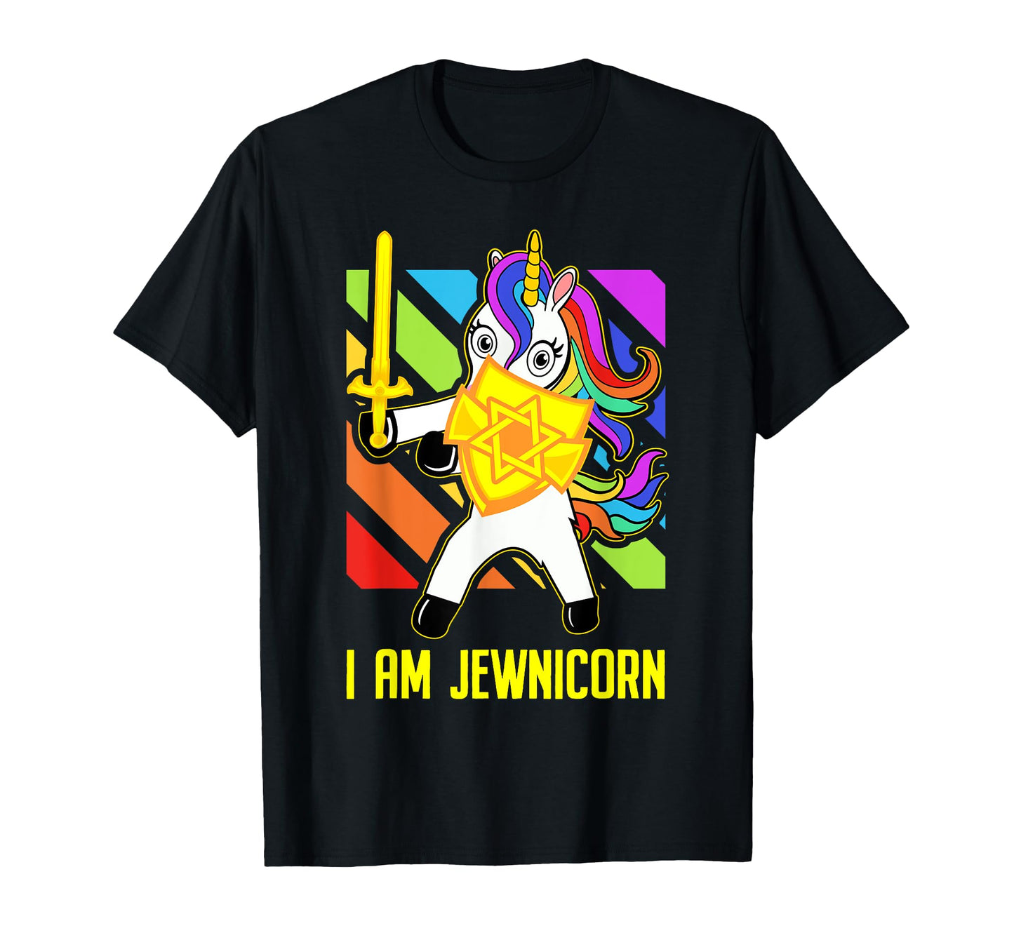 Hanukkah Presents - Proud Jews Rainbow Jewish Unicorn T-Shirt