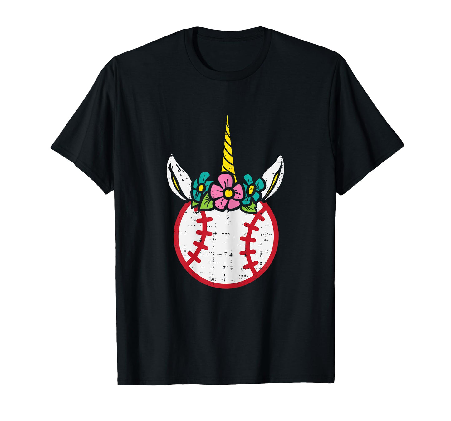 Unicorn Head Baseball Cute Sport Lovers Kids Girls Women T-Shirt