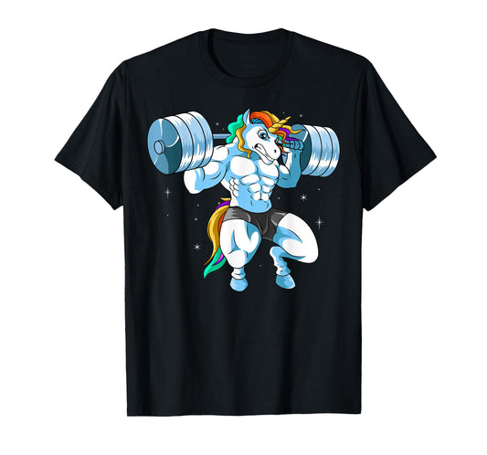 Weightlifter Barbell - Fitness Gym Weightlifing Unicorn T-Shirt