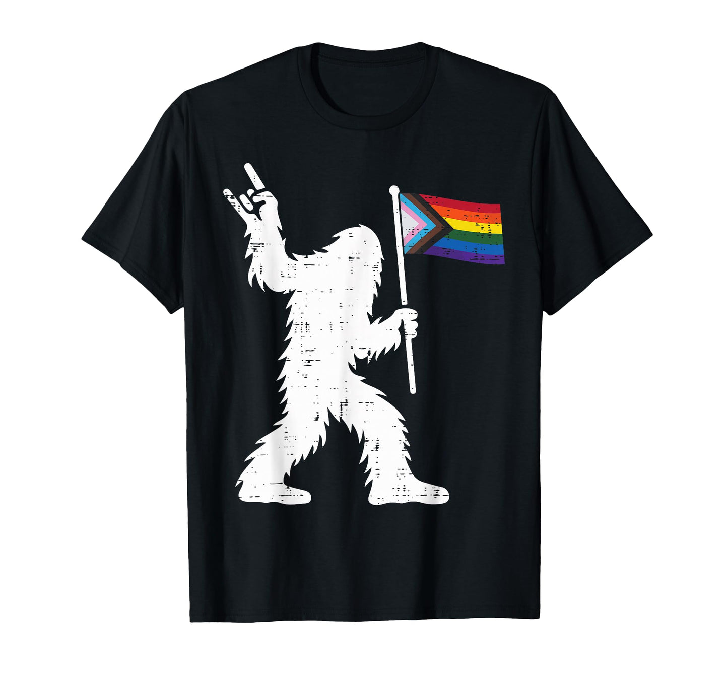 Gay Pride Month Bigfoot Sasquatch LGBTQ Ally Rainbow Flag T-Shirt