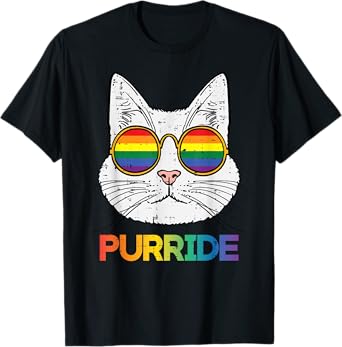 Gay Cat Purride Pet Pride Rainbow Flag Lgbt Men Women Kids T-Shirt
