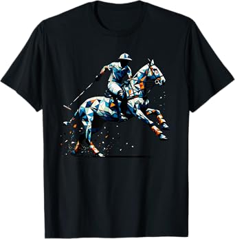 Polygon Art Polo Horseback Riding Horses Equestrian Horse T-Shirt