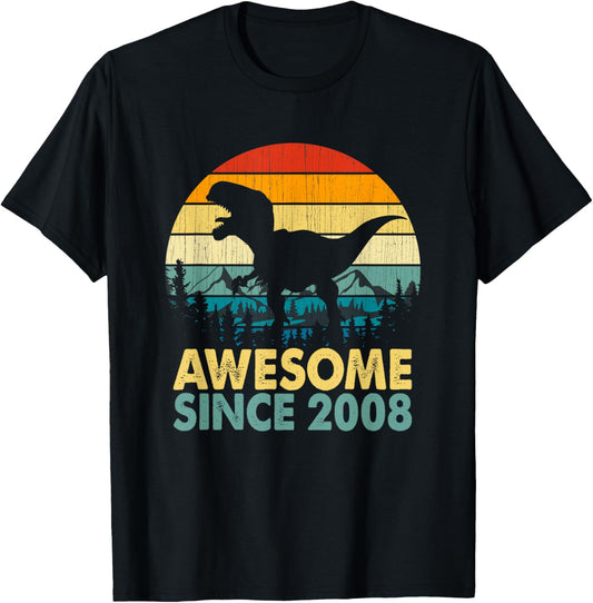 16th Birthday Awesome 2008 16 Year Old Boy Dinosaur T Rex T-Shirt