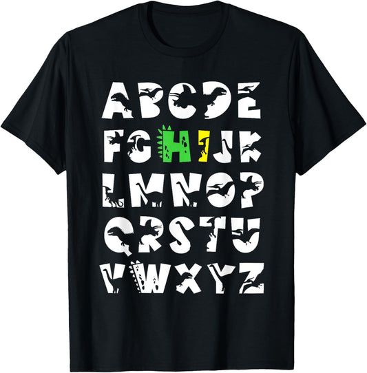 Dinosaur Hi Alphabet Letter Kindergarten Students Boys Kids T-Shirt