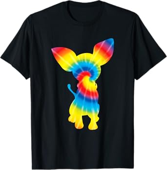 Tie Dye Chihuahua Rainbow Print Dog Pup Hippie Peace Gift T-Shirt for Men Women Girls Kids