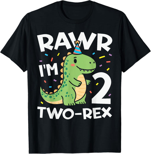 Rawr I'm 2 Cute Two Rex T-Rex 2nd Birthday Dinosaur Party T-Shirt